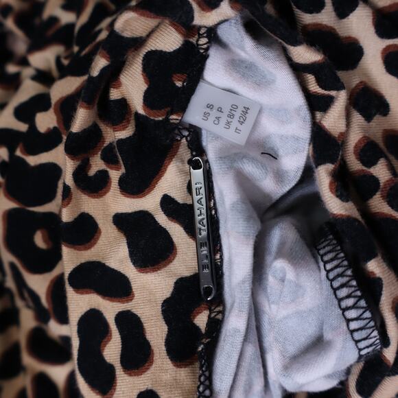 ELIE TAHARI Carrie Leopard Print Knit Top Tan Long Sleeve Mock Neck Women's S - Picture 10 of 10